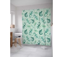 Штора (занавеска) для ванной JoyArty "Ящерицы с узорами" из сатена, 180х200 см с крючками, sc_13382