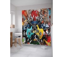 Штора (занавеска) для ванной JoyArty "Музыкальное граффити" из сатена, 180х200 см с крючками, sc_12704