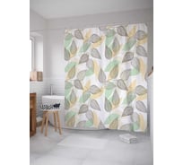Штора (занавеска) для ванной JoyArty "Листья осени" из сатена, 180х200 см с крючками, sc_13273