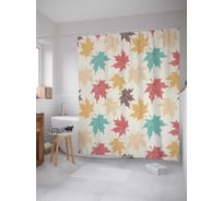Штора (занавеска) для ванной JoyArty "Кленовые листья" из сатена, 180х200 см с крючками, sc_13270