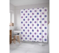 Штора (занавеска) для ванной JoyArty "Классический в горошек" из сатена, 180х200 см с крючками, sc_16802