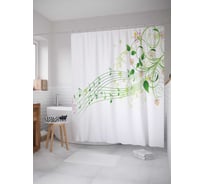 Штора (занавеска) для ванной JoyArty "Природные ноты" из сатена, 180х200 см с крючками, sc_12672