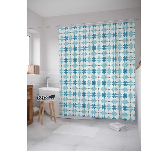 Штора (занавеска) для ванной JoyArty "Цветочное желание" из сатена, 180х200 см с крючками, sc_14338 1