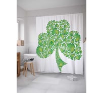 Штора (занавеска) для ванной JoyArty "Дерево-клевер" из сатена, 180х200 см с крючками, sc_16878
