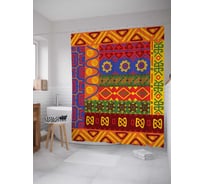 Штора (занавеска) для ванной JoyArty "Африка в красках" из сатена, 180х200 см с крючками, sc_16822