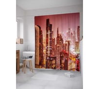 Штора (занавеска) для ванной JoyArty "Ослепительный город" из сатена, 180х200 см с крючками, sc_18080
