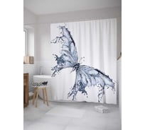 Штора (занавеска) для ванной JoyArty "Водяная бабочка" из сатена, 180х200 см с крючками, sc_11009