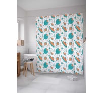 Штора (занавеска) для ванной JoyArty "Античная рыба" из сатена, 180х200 см с крючками, sc_18377