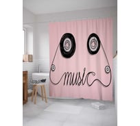 Штора (занавеска) для ванной JoyArty "Музыкальный креатив" из сатена, 180х200 см с крючками, sc_16483