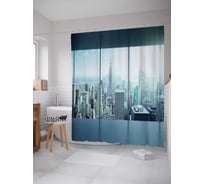 Штора (занавеска) для ванной JoyArty "Мегаполис за окном" из сатена, 180х200 см с крючками, sc_16499