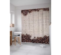 Штора (занавеска) для ванной JoyArty "Кофейные зерна" из сатена, 180х200 см sc_378760