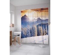 Штора (занавеска) для ванной JoyArty "Утро в снежном лесу" из сатена, 180х200 см с крючками, sc_10891