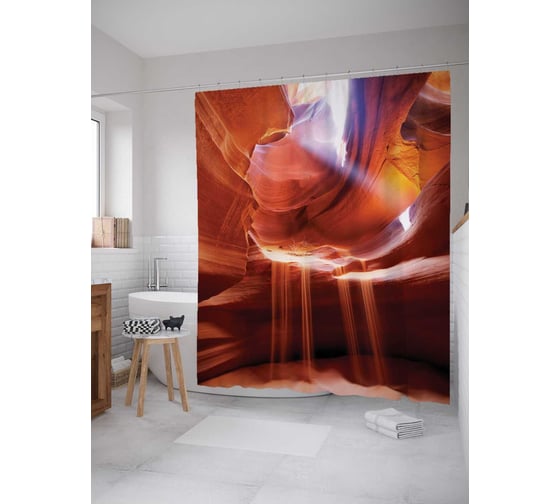 Штора (занавеска) для ванной JoyArty "Песочная пещера" из сатена, 180х200 см с крючками, sc_14722 1