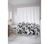 Штора (занавеска) для ванной JoyArty "Футбольное время" из сатена, 180х200 см с крючками, sc_12404