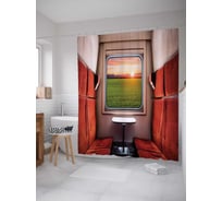 Штора (занавеска) для ванной JoyArty "Пустое купе" из сатена, 180х200 см с крючками, sc_16508