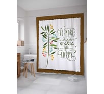 Штора (занавеска) для ванной JoyArty "Делайте себя счастливей" из сатена, 180х200 см с крючками, sc_11112