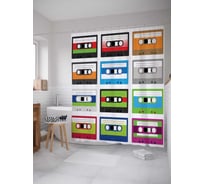 Штора (занавеска) для ванной JoyArty "Пленочные кассеты" из сатена, 180х200 см с крючками, sc_16793