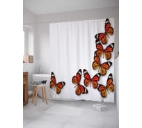 Штора (занавеска) для ванной JoyArty "Бабочки завлекают" из сатена, 180х200 см с крючками, sc_11014