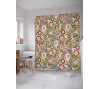 Штора (занавеска) для ванной JoyArty "Цветочная рапсодия" из сатена, 180х200 см с крючками, sc_16921