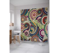 Штора (занавеска) для ванной JoyArty "Безумные завитки" из сатена, 180х200 см с крючками, sc_16919