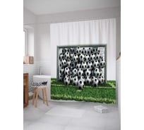 Штора (занавеска) для ванной JoyArty "Пропущенные голы" из сатена, 180х200 см с крючками, sc_12407