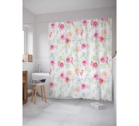 Штора (занавеска) для ванной JoyArty "Цветочные узоры" из сатена, 180х200 см с крючками, sc_14551
