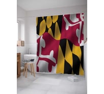 Штора (занавеска) для ванной JoyArty "Загадочный флаг" из сатена, 180х200 см с крючками, sc_11179