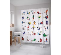 Штора (занавеска) для ванной JoyArty "Футбольные движения" из сатена, 180х200 см с крючками, sc_12415