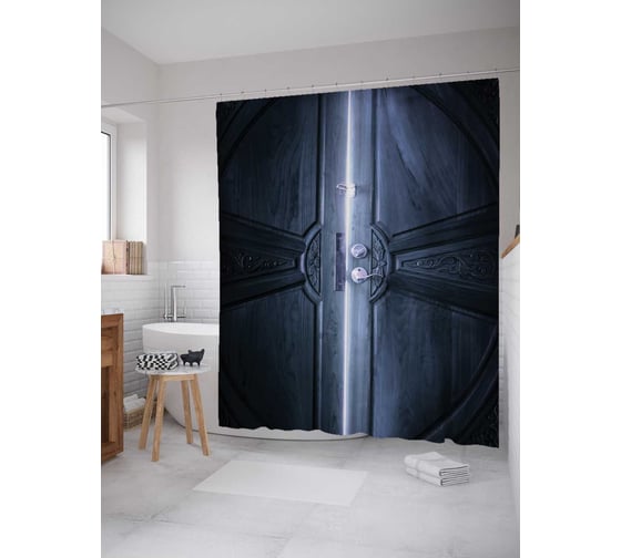 Штора (занавеска) для ванной JoyArty "Дверь к чудесам" из сатена, 180х200 см с крючками, sc_11654 1