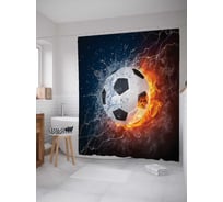 Штора (занавеска) для ванной JoyArty "Футбольная стихия" из сатена, 180х200 см с крючками, sc_12417