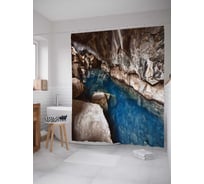 Штора (занавеска) для ванной JoyArty "Тайная пещерная река" из сатена, 180х200 см с крючками, sc_14723