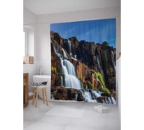 Штора (занавеска) для ванной JoyArty "Водопад с небесных гор" из сатена, 180х200 см с крючками, sc_16288