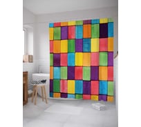 Штора (занавеска) для ванной JoyArty "Радужная плитка" из сатена, 180х200 см с крючками, sc_12424