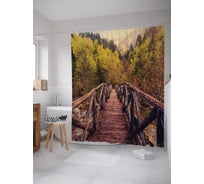 Штора (занавеска) для ванной JoyArty "Мост предков" из сатена, 180х200 см с крючками, sc_12136