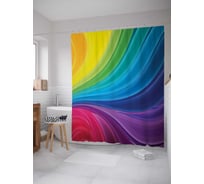 Штора (занавеска) для ванной JoyArty "Радужные волны" из сатена, 180х200 см с крючками, sc_12459
