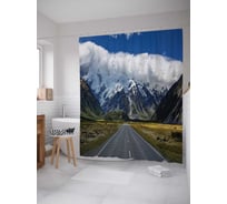 Штора (занавеска) для ванной JoyArty "Трасса к туманной горе" из сатена, 180х200 см с крючками, sc_15296