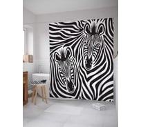 Штора (занавеска) для ванной JoyArty "Прикосновение зебры" из сатена, 180х200 см с крючками, sc_10435