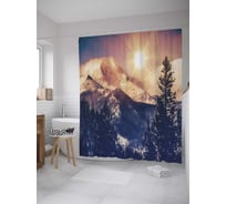 Штора (занавеска) для ванной JoyArty "Горный закат" из сатена, 180х200 см с крючками, sc_10011