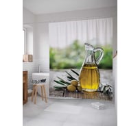 Штора (занавеска) для ванной JoyArty "Масло из оливок" из сатена, 180х200 см с крючками, sc_105981