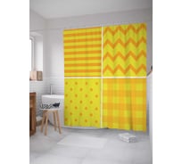 Штора (занавеска) для ванной JoyArty "Квадраты с узорами" из сатена, 180х200 см с крючками, sc_13431