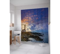 Штора (занавеска) для ванной JoyArty "Маяк близко" из сатена, 180х200 см с крючками, sc_12362