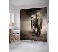 Штора (занавеска) для ванной JoyArty "Приближаются слоны" из сатена, 180х200 см с крючками, sc_12637