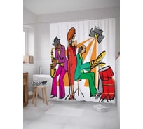 Штора (занавеска) для ванной JoyArty "Джазовый восторг" из сатена, 180х200 см с крючками, sc_14240