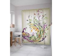 Штора (занавеска) для ванной JoyArty "Магия павлина" из сатена, 180х200 см с крючками, sc_12437