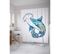 Штора (занавеска) для ванной JoyArty "Мифическая рыба" из сатена, 180х200 см с крючками, sc_12446