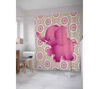 Штора (занавеска) для ванной JoyArty "Полевой слоник" из сатена, 180х200 см с крючками, sc_12621