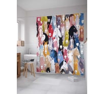 Штора (занавеска) для ванной JoyArty "Конная радуга" из сатена, 180х200 см с крючками, sc_12428