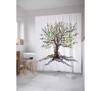 Штора (занавеска) для ванной JoyArty "Музыкальное дерево" из сатена, 180х200 см с крючками, sc_12694