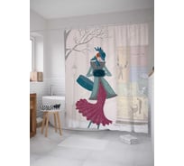 Штора (занавеска) для ванной JoyArty "Зимний стиль" из сатена, 180х200 см sc_378739