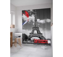 Штора (занавеска) для ванной JoyArty "Облачный Париж" из сатена, 180х200 см sc_244894